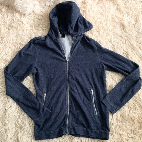 H&M | Zipper Hoodie Jacket Blue Small Silver Hardware - Picture 7 of 13